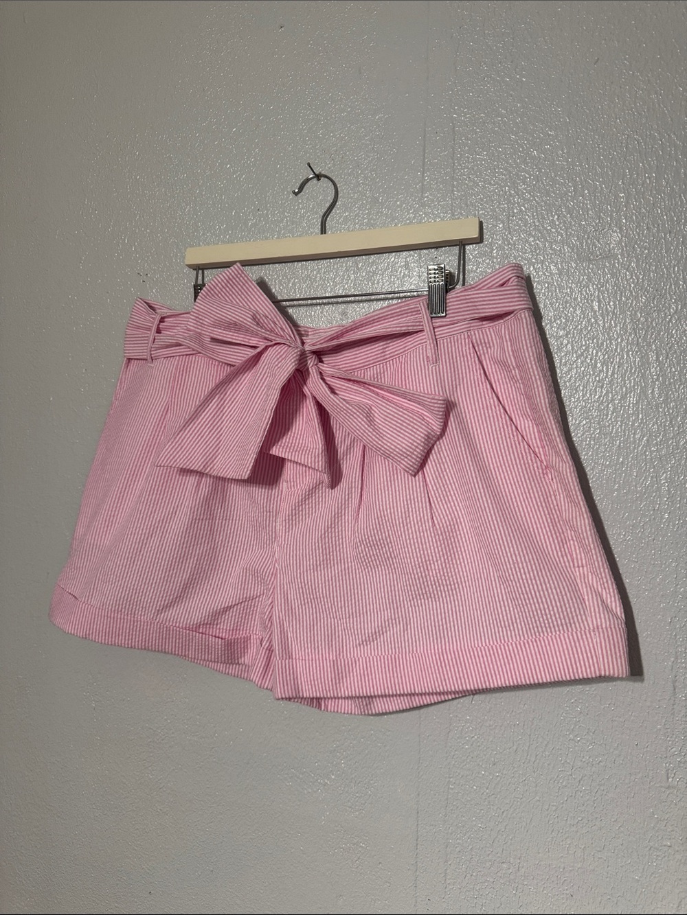 Lauren James Pink Striped Tie-Belt Bermuda Shorts